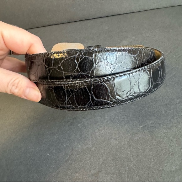 Vintage Lejon Black Leather Belt Croc Embossed USA Old Money Womens Large‎ / XL main image 6